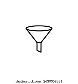A funnel for pouring liquids or fine-grained substances. A minimal line symbol for laboratory, kitchen, or automotive use, isolated on a white background.