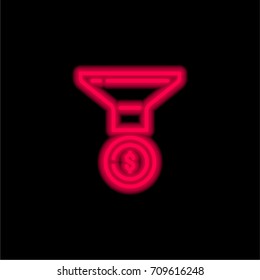 Funnel red glowing neon ui ux icon. Glowing sign logo vector