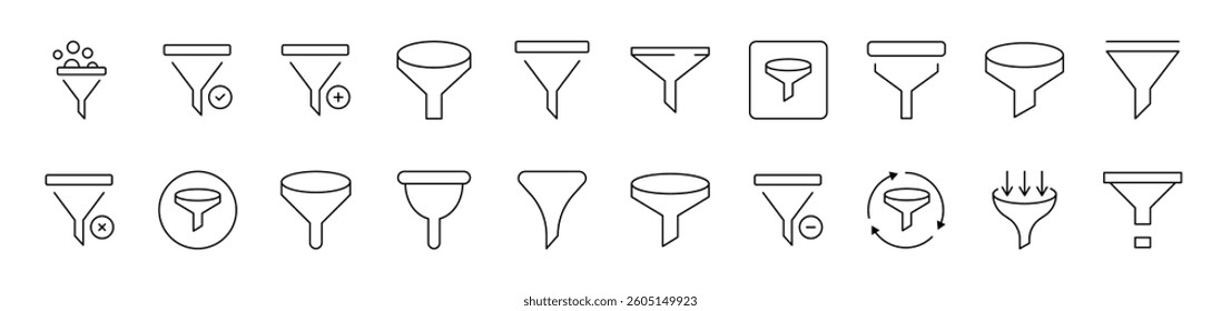 Funnel Related Image Collection. Editable Stroke. Perfect for Infographics, Articles, Books, Flyers, Banners