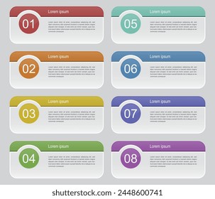 Funnel, ribbon infographic template or element with 5 step, process, option, colorful, circle, button, tag, stair, ladder, rectangular, circular, label for sale slide