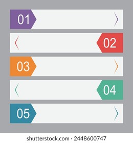 Funnel, ribbon infographic template or element with 5 step, process, option, colorful, circle, button, tag, stair, ladder, rectangular, circular, label for sale slide