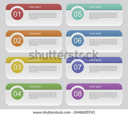 Funnel, ribbon infographic template or element with 5 step, process, option, colorful, circle, button, tag, stair, ladder, rectangular, circular, label for sale slide