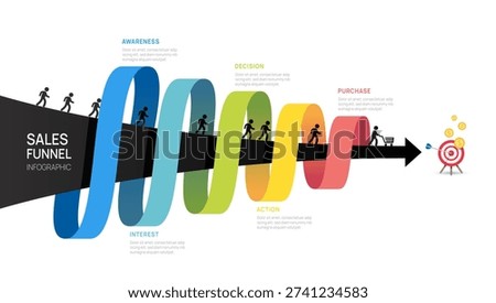 Funnel Sales Infographic diagram template for business. Modern Timeline 5 steps, digital marketing data, presentation vector infographics.