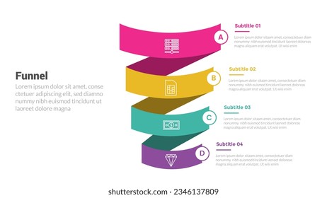 Infografik-Schablonenform mit Rundwellenband und kreativem Design mit 4-Punkt-Stufen-Folie