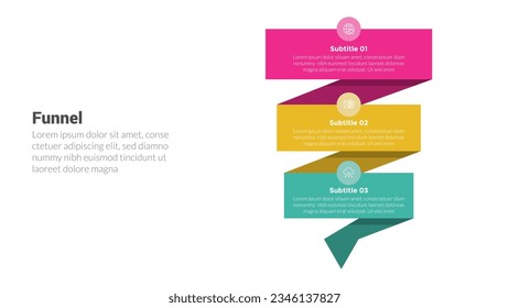 funnel shape infographics template diagram with funnels ribbon shape sharp and 3 point step creative design for slide presentation