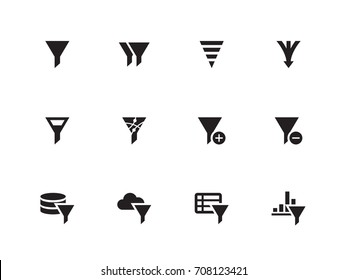 Funnel and Sorting vector icons on white background. Vector illustration.