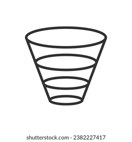 Funnel with stages, linear icon. Line with editable stroke