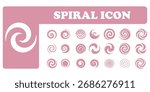 Funnel or swirl icons. Black vortex logo. Set of spiral element. Funnel icon collection