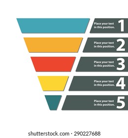 Funnel symbol. Infographic or web design element. Template for marketing, conversion or sales. Colorful vector illustration.