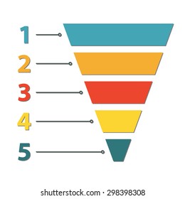 Funnel symbol. Infographic or web design element. Template for marketing, conversion or sales. Colorful vector illustration.