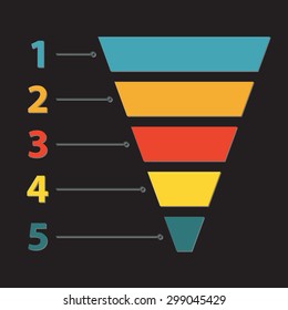 Funnel symbol. Infographic or web design element. Template for marketing, conversion or sales. Colorful vector illustration.