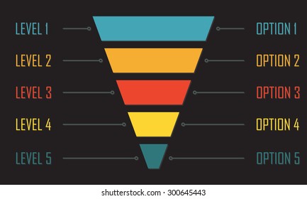Funnel symbol. Infographic or web design element. Template for marketing, conversion or sales. Colorful vector illustration.