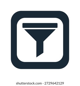 Funnel symbol inside square frame vector illustration user interface element digital display graphic asset simple shape design