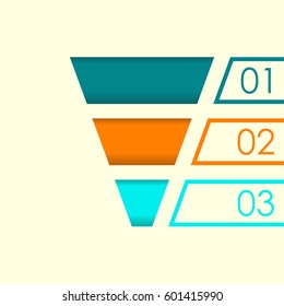 Funnel Symbol. Marketing And Sales Chart. Business Infographic Template With 3 Steps Or Levels. Vector Illustration.