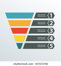 Funnel symbol. Marketing and sales template. Business infographic design element. Colorful vector illustration.