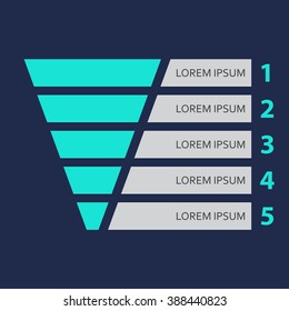 Funnel symbol. Marketing and sales template. Business infographic design element. Colorful vector illustration.