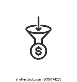 Funnel thin line icon. Symbol in trendy outline style. Premium design for web and apps. Perfect for UI. 