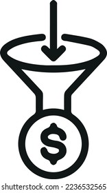 Funnel thin line icon. Symbol in trendy outline style. Premium design for web and apps. Perfect for UI.