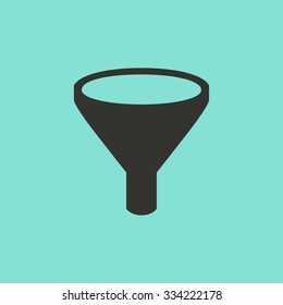 Funnel  - vector icon in black on a green background.