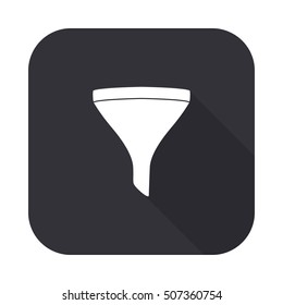 Funnel vector icon - squared button  with long shadow