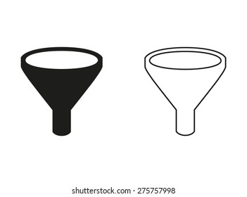 Funnel - vector icons in black on a white background.