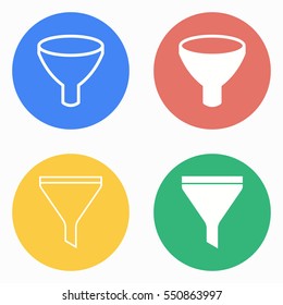 Funnel vector icons set. White illustration isolated for graphic and web design.
