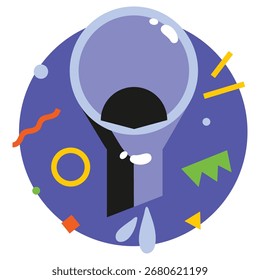 Ilustração de vetor de funil. Design mínimo plano. Ilustração editável para web, móvel, impressão