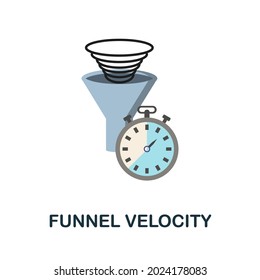 Funnel Velocity flat icon. Colored sign from customer management collection. Creative Funnel Velocity icon illustration for web design, infographics and more