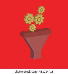 Funnel,filter info graphic on red background,vector
