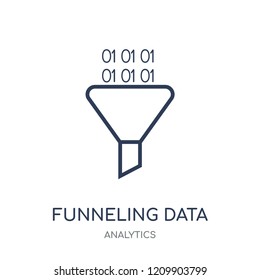 Funneling Data icon. Funneling Data linear symbol design from Analytics collection. Simple outline element vector illustration on white background.