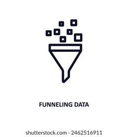 icono canalizar datos. Icono de datos de canalización de línea fina de la colección de negocios y análisis. Vector de contorno aislado sobre fondo blanco. El símbolo de datos de canalización editable se puede utilizar en Web y móvil