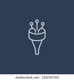 Funneling Data icon. Trendy flat vector line Funneling Data icon on dark blue background from Business and analytics collection. 