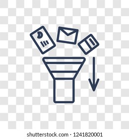 Funneling Data icon. Trendy linear Funneling Data logo concept on transparent background from Business and analytics collection