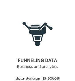 Funneling data vector icon on white background. Flat vector funneling data icon symbol sign from modern business and analytics collection for mobile concept and web apps design.