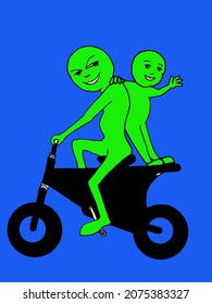 The funniest father and son riding  a bike