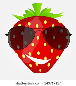 Funnt sweet tasty strawberry in sunglasses vector illustration