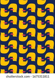 Funnu ducks seamless pattern. Vector repeated modern illustration.