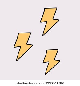 Funny 00s sticker of Lightning. Hand drawn cartoon y2k illustration. Nostalgia for the 2000 years concept