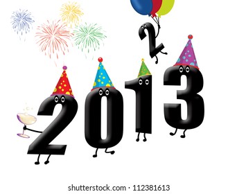 Funny 2013 New Year's Eve background, vector illustration