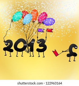 Funny 2013 New Year's Eve greeting card. + EPS8 vector file