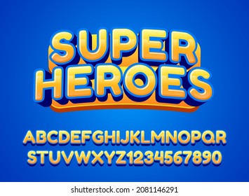 funny 3d blue yellow super heroes text effect