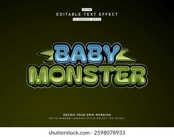 funny 3d bold fancy baby monster game logo text effect
