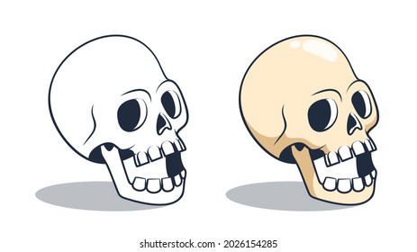 Funny 3d cartoon skull with open mouth. Vector illustration.