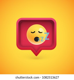 Funny 3D emoticon in 3D speech bubble, vector illustration