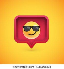 Funny 3D emotion in 3D speech bubble, vector illustration