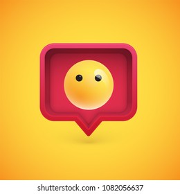 Funny 3D emotion in 3D speech bubble, vector illustration