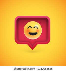 Funny 3D emotion in 3D speech bubble, vector illustration