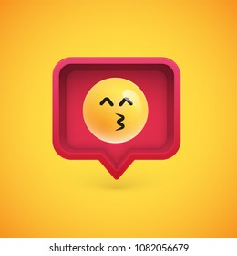 Funny 3D emotion in 3D speech bubble, vector illustration