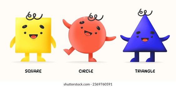 Funny 3D geometric different happy shapes