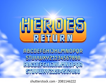 funny 3d heroes return with sky clouds background text effect